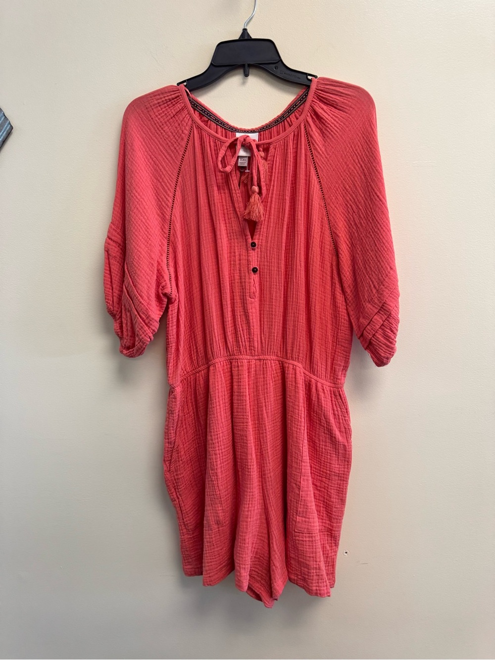 Knox Rose Guava Jelly Tie-Neck Romper